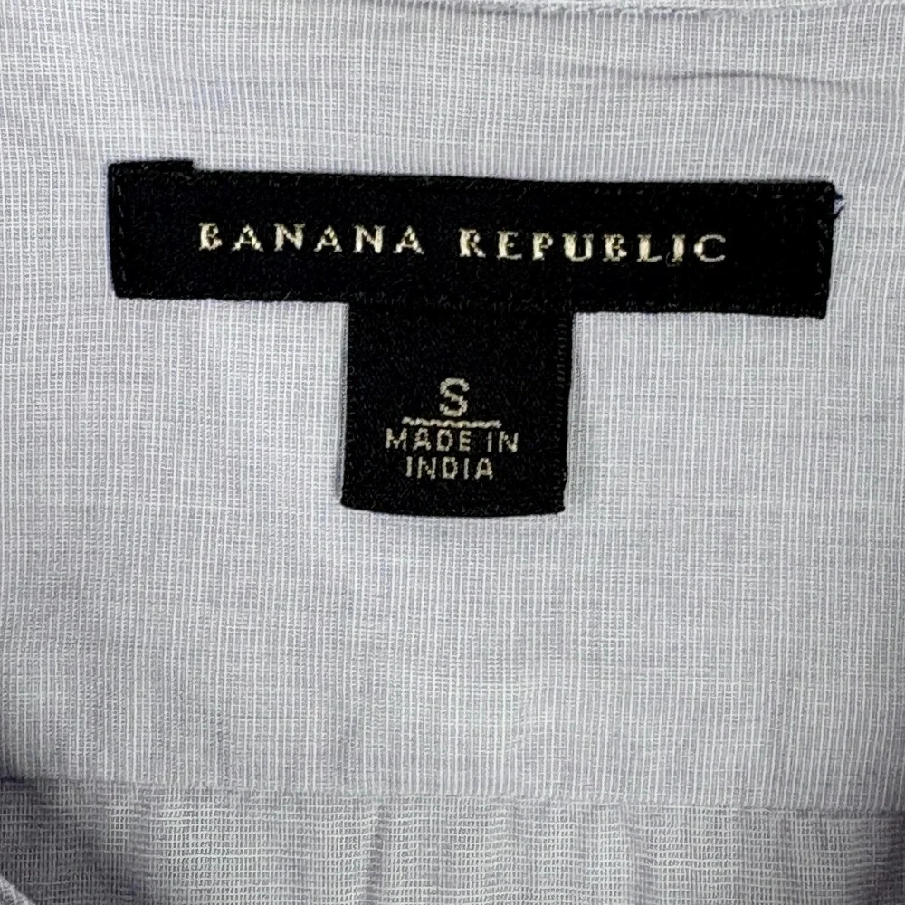 Banana Republic‎ Mens Short Sleeve Button Shirt Blue Floral Embroidery Small